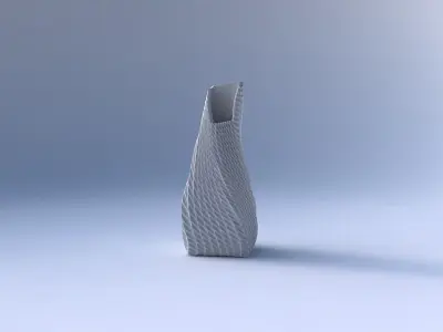 Vase twisted top bent quadratic with bent extruded pattern 3D print model