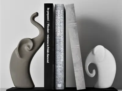 Decorative set candle holder on shelf 3D model