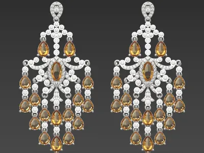 luxury diamond earring je0038 3D print model