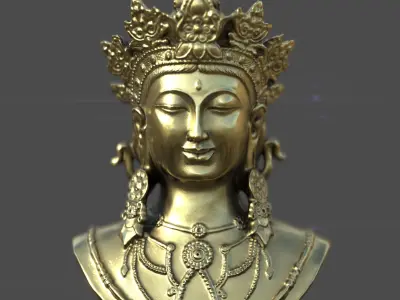 Goddess Tara Bust Low-poly 3D model