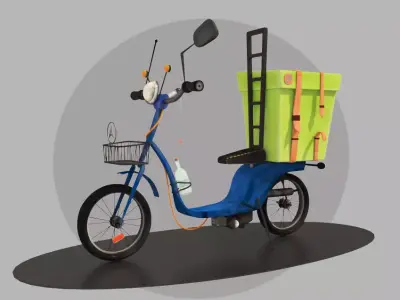 Motorbike 3d delivery bike Low-poly 3D model