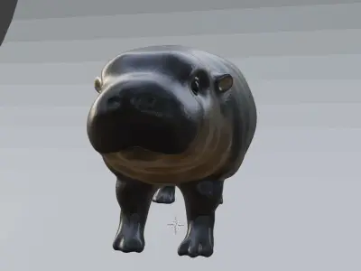 Baby Hippo Moo Deng Low poly Cute Zoo Animal  Low-poly 3D model