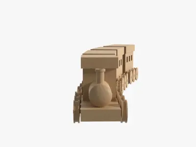 Wooden Toy Train Low-poly 3D model