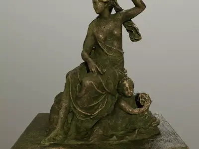 statue 5 of woman holding child Low-poly 3D model