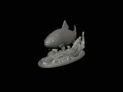 fish rainbow trout in motion underwater statue detailed texture 3D print model