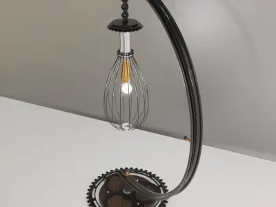 Collection of upcycled bicycle wheel lamps 3D model