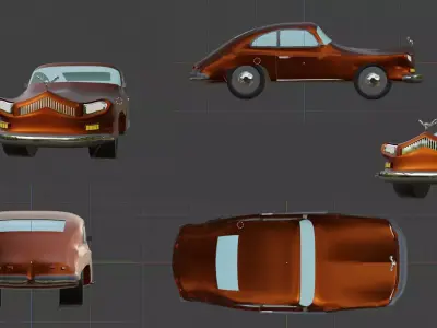 Retroistic russian car Slalov AM-7 inspired by GAZ M-21 Volga 3D model