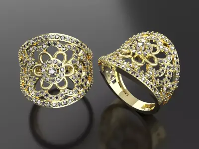 Diamond Fantasy Ring  3D print model