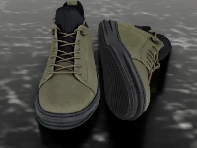 GREYDER LEATHER 3D SHOES - GREEN Low-poly 3D model