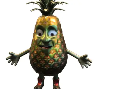 Cartoon Pineapple Low-poly 3D model