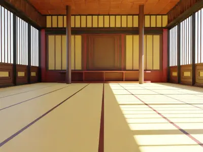 Dojo Hall Low-poly 3D model