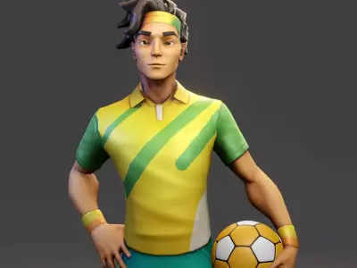 Football Player PBR 3D model Low-poly 3D model