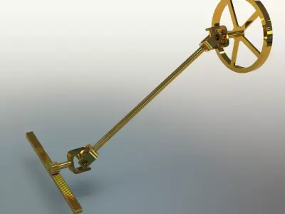 Steering wheel mechanism Low-poly 3D model