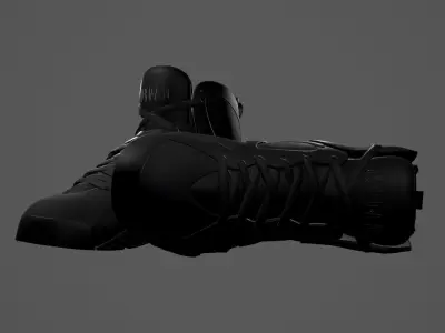 PBR Air Jordan 7-retro sneakers AllBlack colorway Low-poly 3D model