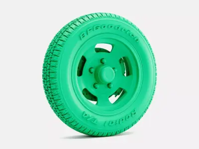 15x5 US Indy Mag Wheel BFGoodrich Radial Tire 3D print model