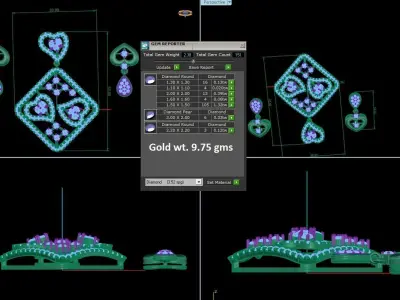 Pendant Earrings combo - 1163 3D print model