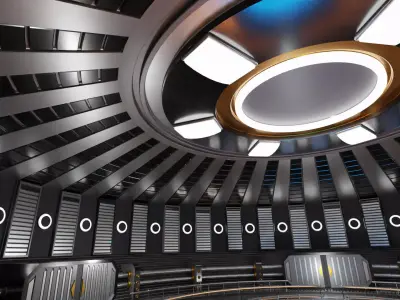Sci-Fi Interior Scene 3D Model With 25 Sci-Fi Music Tracks Low-poly 3D model