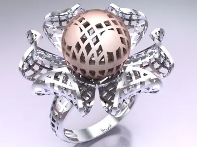  Mesh flower ring - Italian rings - Womens Rings - N6791 3D print model