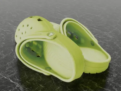CROCS 3D FLIP-FLOP - YELLOW - SLIPPERS Low-poly 3D model