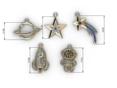 dijes- Colgantes paquete de 5 espacio -v- 3D print model