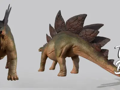 Jurassic Park Stegosaurus Blender Low-poly 3D model