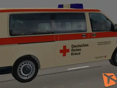 Volkswagen transporter Rotes Kreuz Low-poly 3D model