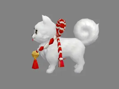 Cartoon white dog Low-poly 3D model