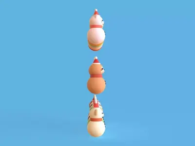 Christmas Animal Snowman Cute Holiday Decoration Low-poly 3D model