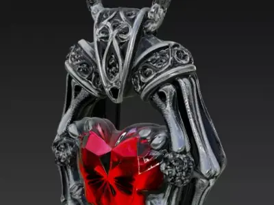 Gothic Hands Holding Heart CZ Pendant Design Custom Jewelry 3D print model