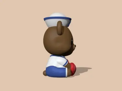 Cute Sailor Bear Heart  - Valentine Day 3D print model