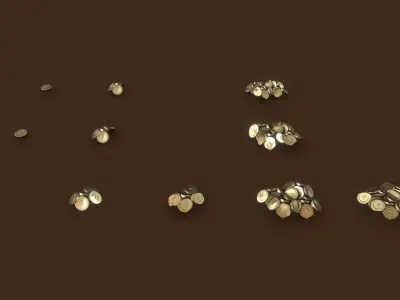 Stylized PBR Gold Coins Pack Low-poly 3D model