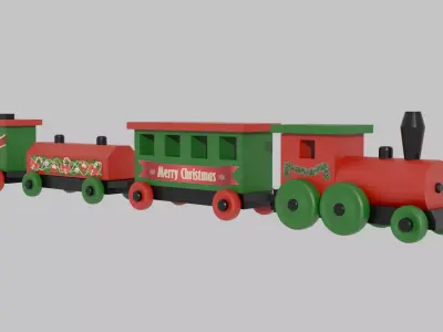 Wooden Toy Christmas Train 3D model