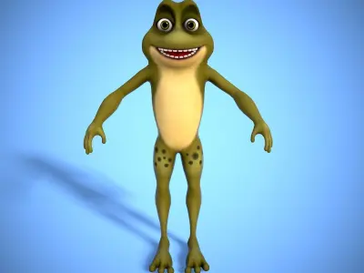 cartoon frog character Low-poly 3D model
