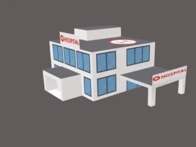 Hospital Low-poly 3D model Low-poly 3D model building Free low-poly 3D model
