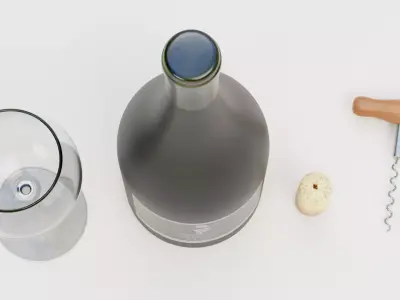 -Red Wine Set- Low-poly 3D model