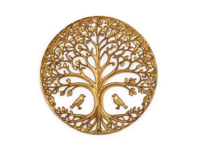 decor set wall panel wall tree relief mural CNC 49 3D model