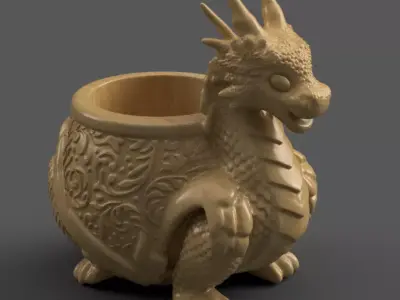 dragon planter - vase - garden urn - candy dish -candle holder 1 3D print model