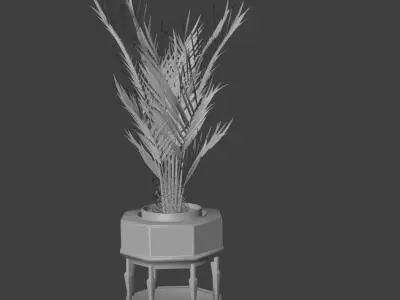 Palm wooden pot Titanic era 3D model