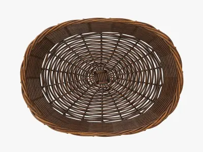 Wicker basket oval dark brown 3D model