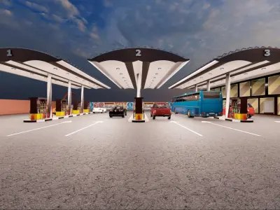 fuel station Low-poly 3D model