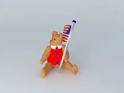 Teddy Bear with American flag Free 3D model