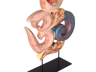 Antique Wooden Yellow and Green Om Symbol 3D model