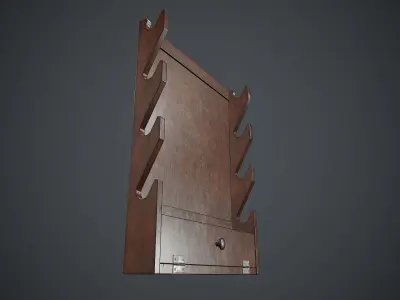Wooden Weapon Rack 1 PBR Game Ready Low-poly 3D model