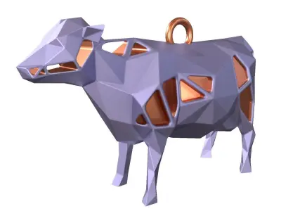 Animal Charm Cow Pendant 3D print model