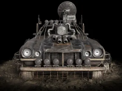 Post Apocalyptic Camaro Low-poly 3D model