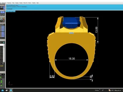 Luxury Square Gemstone Signet Ring with Engraved Details  4881 3D print model
