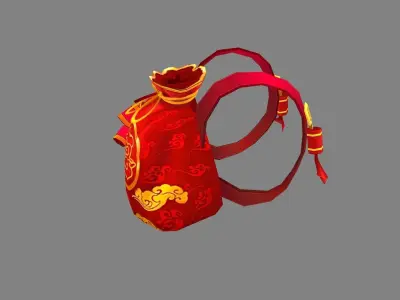 cartoon lucky bag - Chinese style backpack decoration Low-poly 3D model