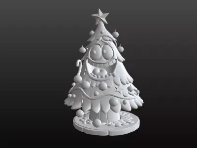 Christmas Tree Cartoon Playful Festive STL Model 3D print model
