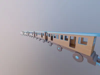 WOODEN LARGE TRAIN and CARRIAGES BUNDLE - RogueFilmProductions Low-poly 3D model