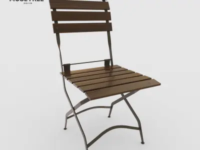 Chair French Cafe Bistro Folding Side  Low-poly 3D model